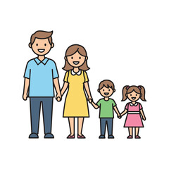 Happy family of four holding hands for unity and parenting concept