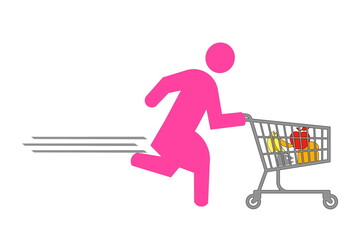 買い物を急ぐ女性