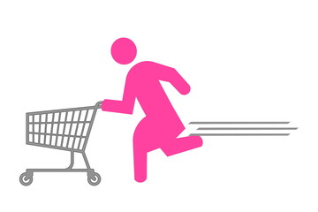 買い物を急ぐ女性