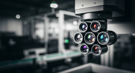 Multi lens camera system inspecting production line quality control