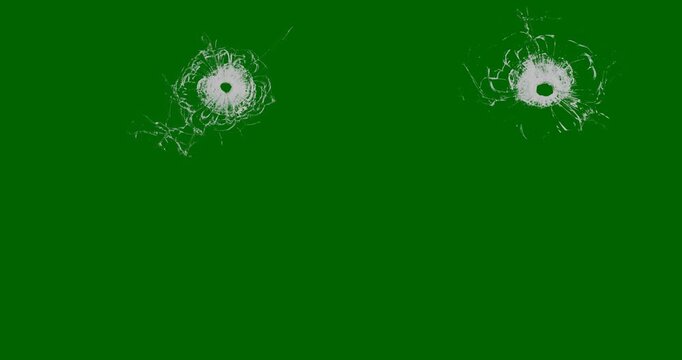 Video effect of rifle bullet fragments hitting glass.