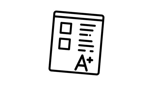Exam paper with A grade icon animated