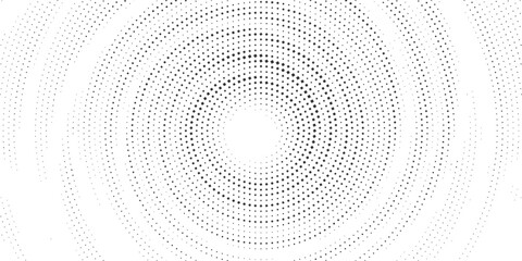 Minimal black halftone circular gradient background, soft dotted radial pattern, modern geometric dot texture, abstract monochrome ring design on white backdrop