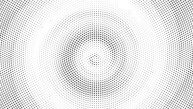 Abstract black halftone radial wave background, dotted circular swirl pattern, modern geometric dot texture, monochrome dynamic vortex design on white backdrop