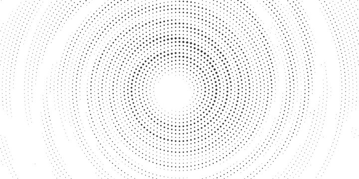 Minimal black halftone circular gradient background, soft dotted radial pattern, modern geometric dot texture, abstract monochrome ring design on white backdrop