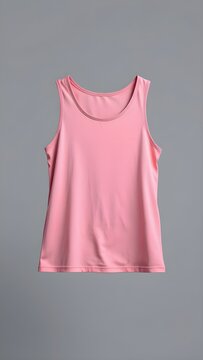 front view of a blank pink tank top mockup isolated on gray background