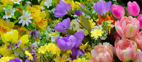 Fototapeten Krokus Seidenblumen in Frühlingsfarben - silk flowers in spring colours  © Konstanze Gruber