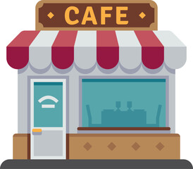 Cafe exterior icon. Coffee shop color facade