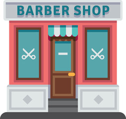 Obraz premium Barbershop facade. Color street barber salon icon