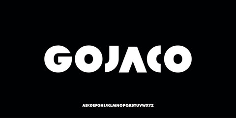 vector illustration of bold geometric display typeface display typeface featuring strong structure, solid forms, and modern character.