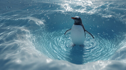 Obraz premium 3d penguin floating calmly with playful expression