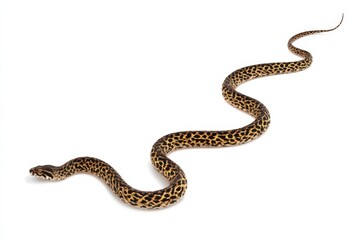 Leopard python slithering elegantly on white background