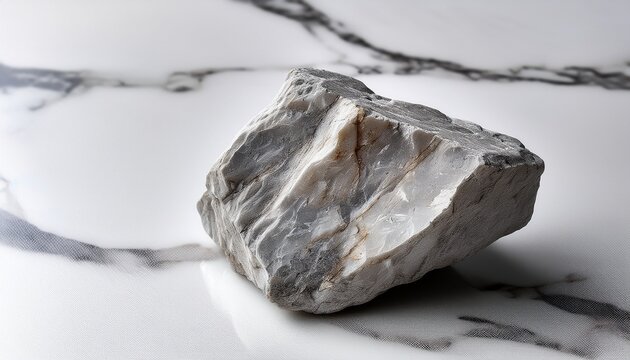 Sample Of Raw Thulite Rock On White Marble