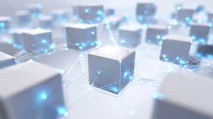 光り輝くネットワークでブロックのテクノロジー背景素材
