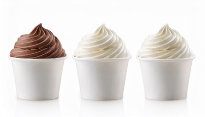 Soft Ice Cream Or Frozen Yogurt In White Blank Paper Cup Mock Up Or Mockup Template Isolated On White Background