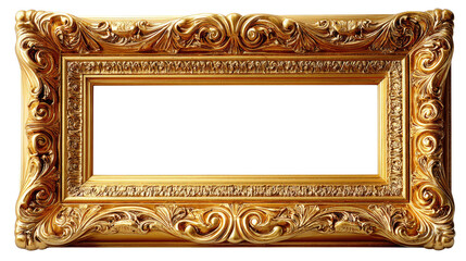 Golden Frame: A close-up view of an intricately designed golden picture frame, radiating elegance and sophistication, offering a glimpse into a world of art and memories.