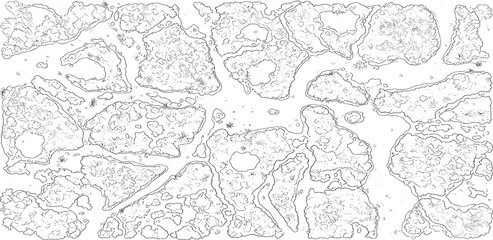 Obraz premium Aerial View of Winding River Landscape with Islands and Vegetation