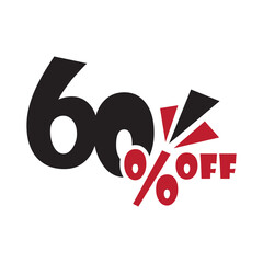 60% off logo vector illustration . 60 percent off icon.