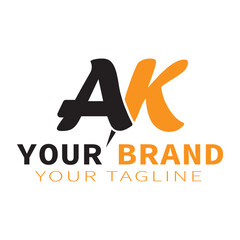 Creative letter AK logo. Modern Letter AK Logo template editable for your business.