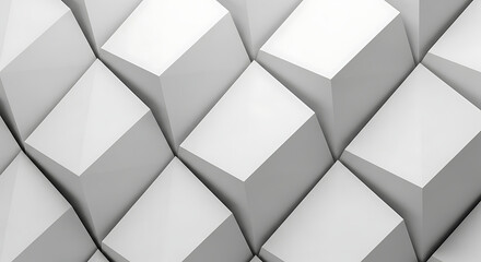 Fototapeta premium dynamic white geometric abstract background featuring an intricate pattern of 3d cubes and deep shadows creating a modern clean and dimensional design for corporate and tech branding.