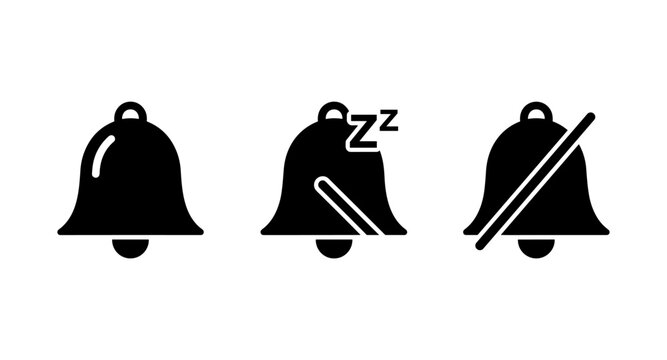 Notification bell icons: normal, sleep mode, and muted