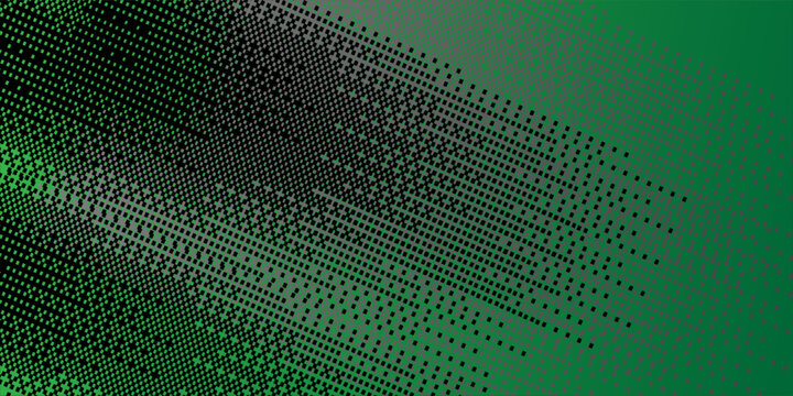 Pixelated bitmap gradient texture. Black and green dither pattern   background. Abstract glitchy pattern.