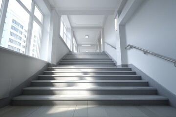 Obraz premium Bright Staircase Leading Upward in Modern Building Interior Design