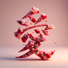 漢字1文字の意味を表現したグラフィック【愛】