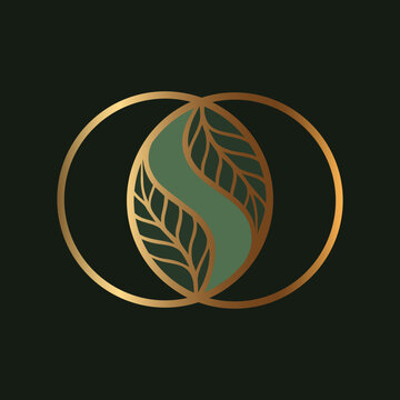 Gold interlocking circles and leaves S logo