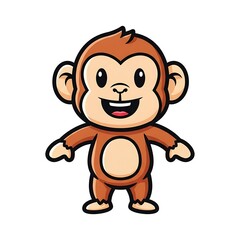 Obraz premium Happy Cartoon Monkey Character Illustration.