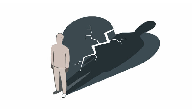 Depression and Emotional Pain Concept Vector Broken Heart Shadow Illustration