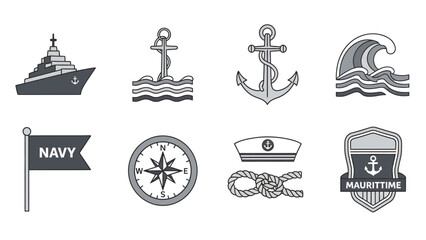 Nautical and Maritime Icons A Collection of Marine and Naval Symbols