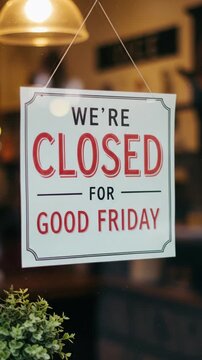 closed for good friday sign in front of the shop