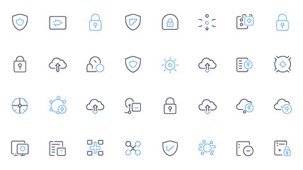 Collection of modern security and protection icons