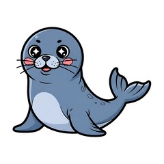 Fototapeta premium Cartoon Seal Character with Cheeks Blushing.