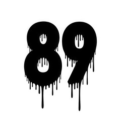 Black dripping number eighty nine isolated on transparent background
