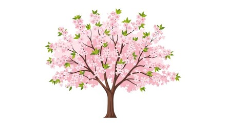 Obraz premium Blooming Cherry Blossom Tree Illustration.