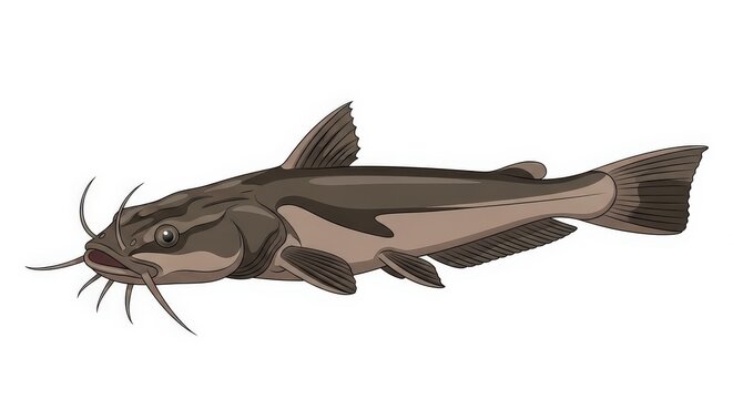 Brown Catfish Isolated on White.