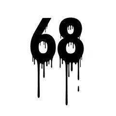 Dripping paint number sixty eight isolated on transparent background