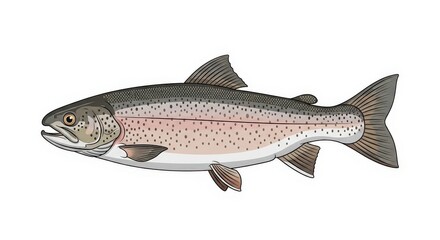 Obraz premium Detailed Illustration of Trout Fish.