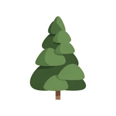Fototapeta premium Green Pine Tree Illustration Isolated.