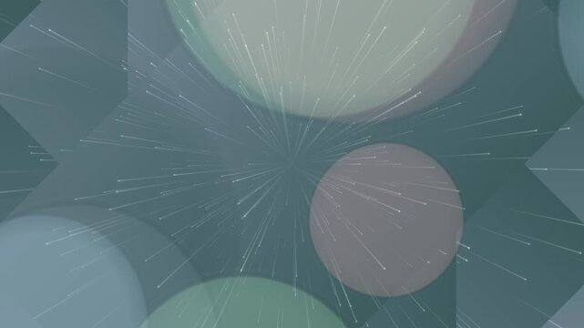 Geometric pattern of overlapping teal and gray circles with white lines on a dark teal background