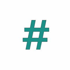 Obraz premium Teal Hashtag Symbol with Bold Outline