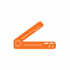 Obraz premium Orange Hair Straightener Icon with Open Plates and Circular Hinge Detail