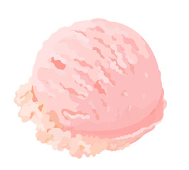 Strawberry cartoon ice cream scoop. Sweet cold vector hand drawn summer dessert illustration isolated on white. 