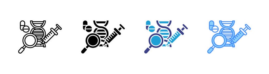 Gene Therapy icon set multiple style collection