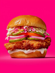  hamburger on a pink background