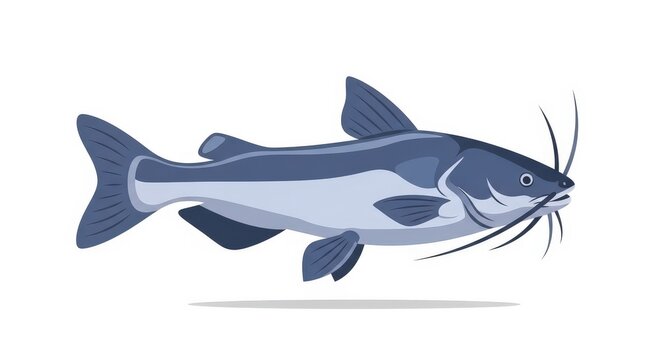 Illustration of Catfish Swimming Isolated.