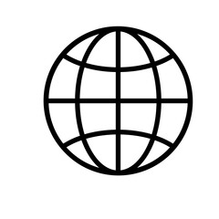Symmetrical globe vector icon with a clear linear grid perfect for global navigation, environmental awareness, and internet technology.
