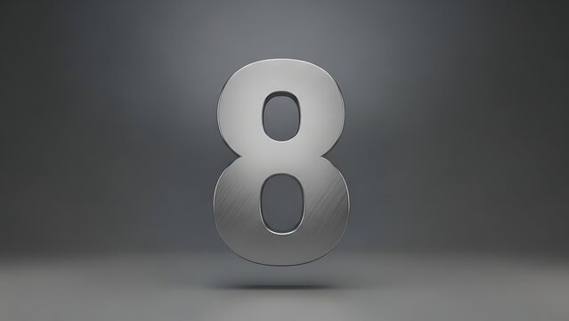 Silver Number Eight Against Dark Background